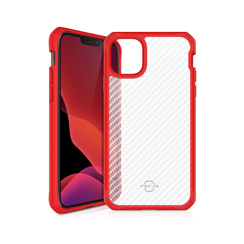 Itskins Hybrid Tek Case - Apple iPhone 12 & 12 Pro / Red And Transparent