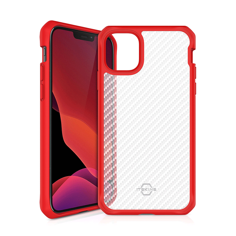 Itskins Hybrid Tek Case - Apple iPhone 12 Pro Max / Red And Transparent