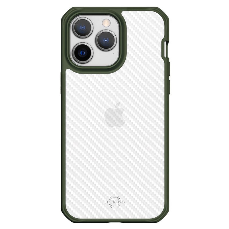 Itskins Hybrid Tek Case - Apple iPhone 14 Pro / Olive Green And Transparent