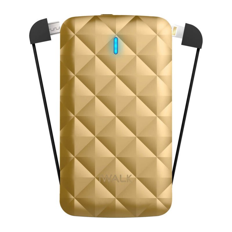 iWALK Duo Ultra Slim In-Built Cable Power Bank - 3000mAh / Gold