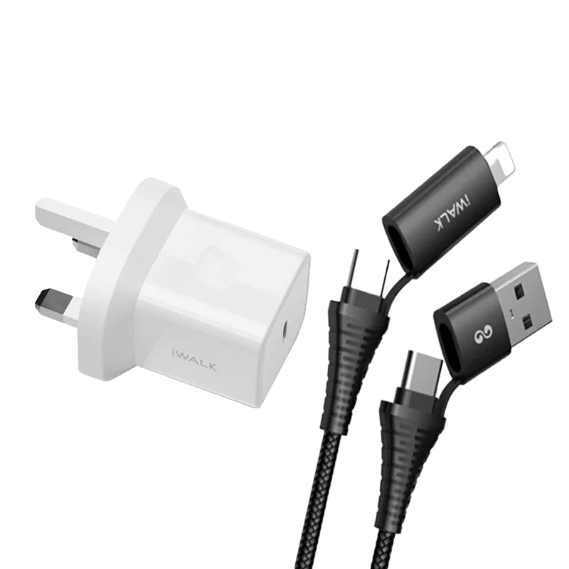 iWALK Leopard 20W PD Travel Charger With iWALK Twister Duo Multi Charging Cable - Bundle Deal