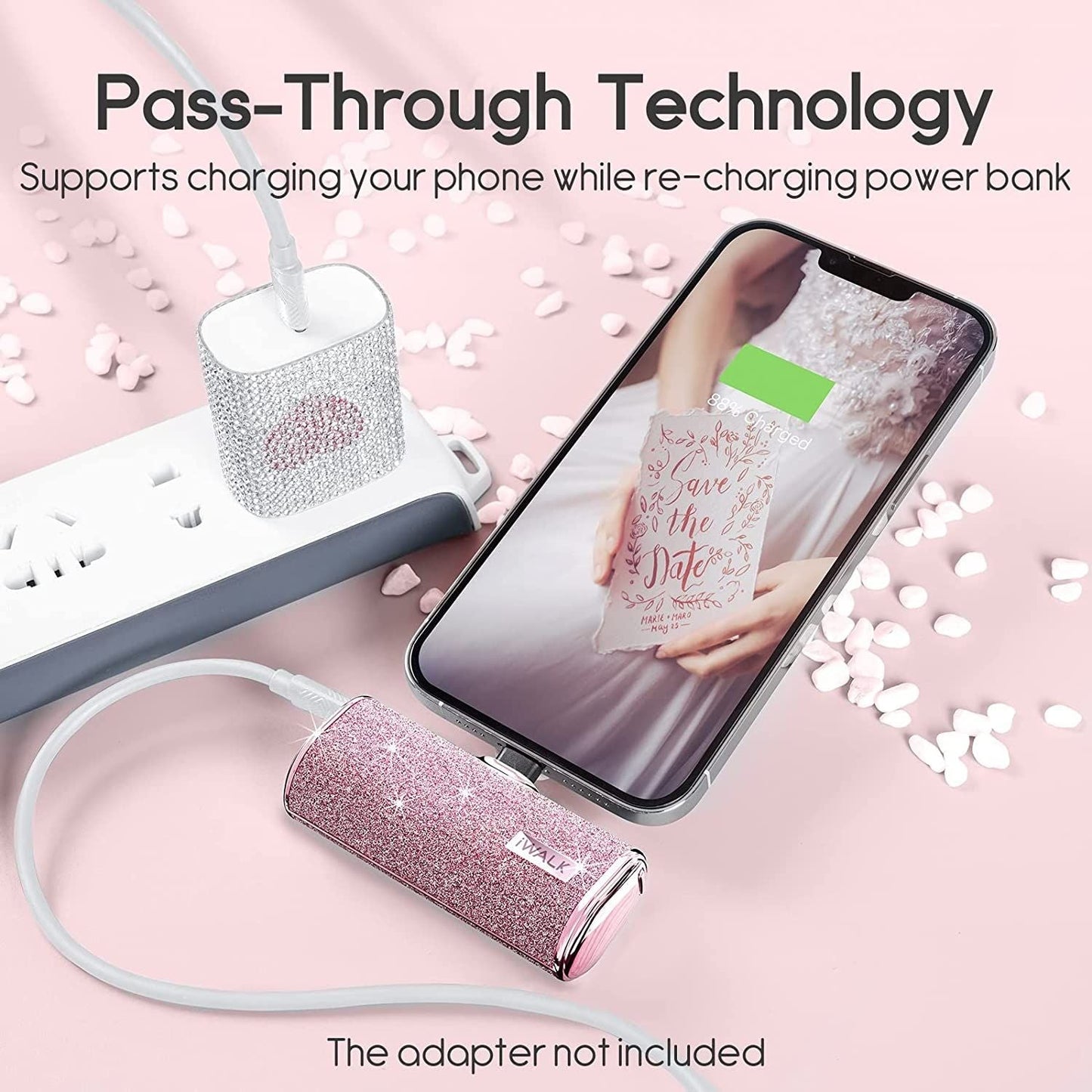 iWALK Link Me Plus Pocket Battery 4500 mAh  for iPhone - Pink Diamond