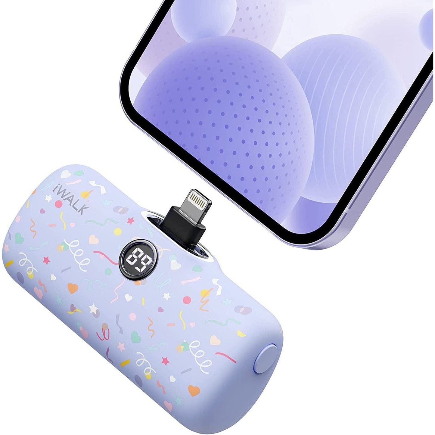 iWALK Linkme Pro Fast Charge Pocket Power Bank With Battery Display - Lightning / 4800mAh / Purple Ribbon Pattern