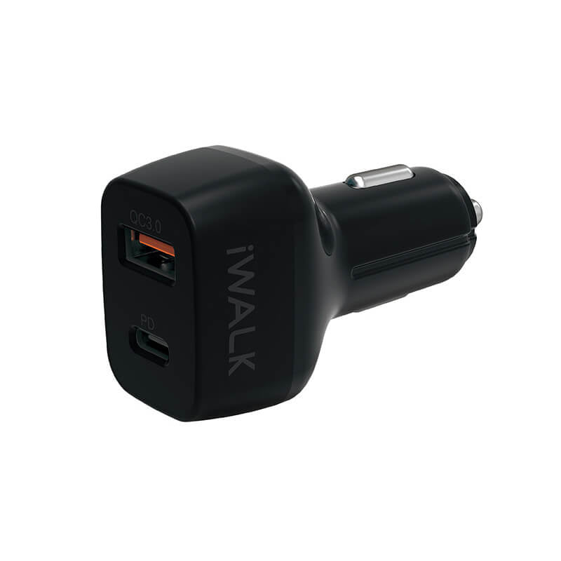 iWALK Power Delivery Car Charger - USB-C / USB-A / Black