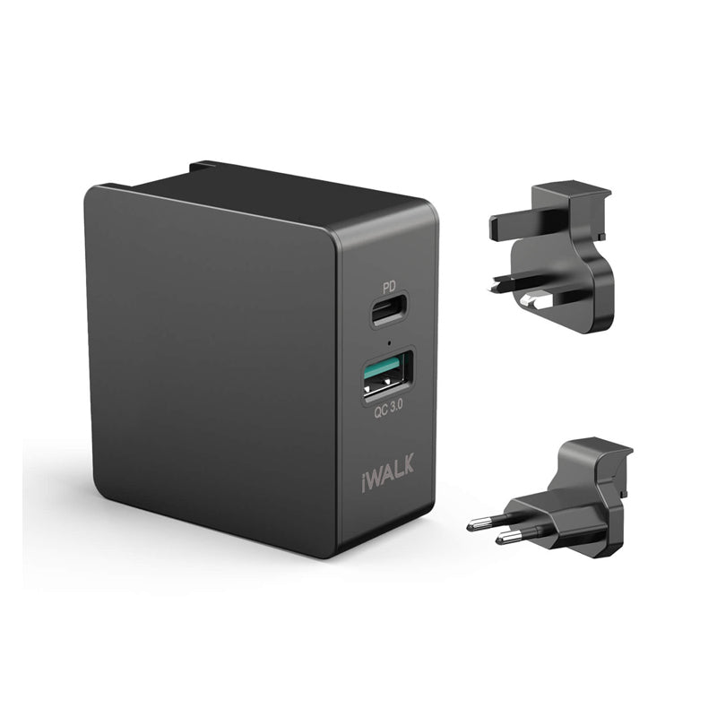iWALK Power Travel Adapter - USB-C / USB-A / 36W / Black