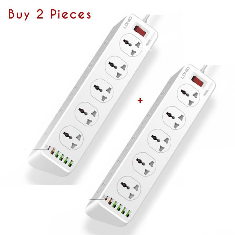 Ldnio 10 Outlet Power Socket - 10 Way / USB-C / 2 Meters / White - 2 Pieces