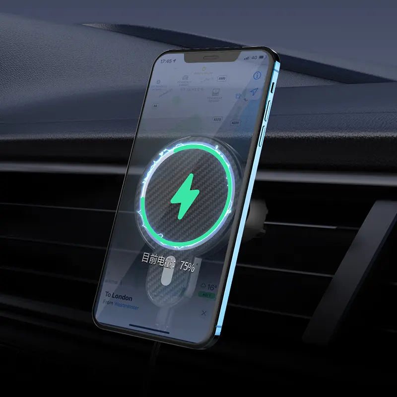 LDNIO 15W Magnetic Electric 2 In 1 Wireless Charger & Car Holder - Black (MA20)