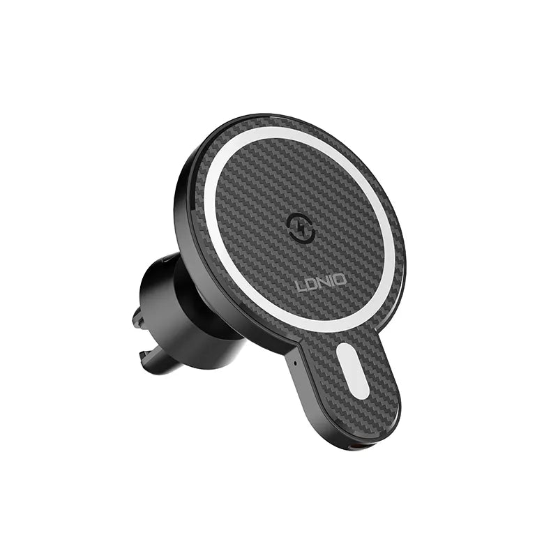 LDNIO 15W Magnetic Electric 2 In 1 Wireless Charger & Car Holder - Black (MA20)