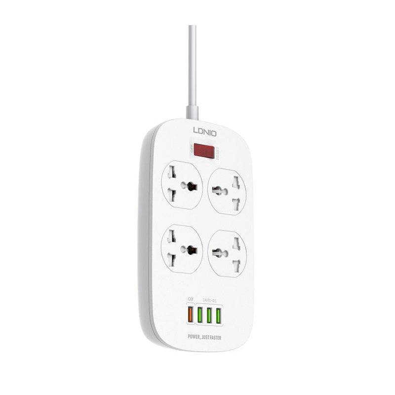 Ldnio 4 Extension Power Socket - 4 Way / USB / 2 Meters / White