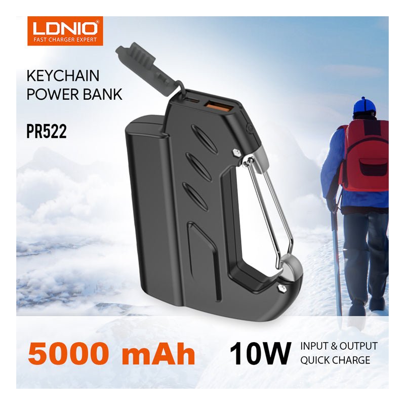 Ldnio Keychain Portable Compact Size Power Bank - 10W / 5000mAh / USB / Black