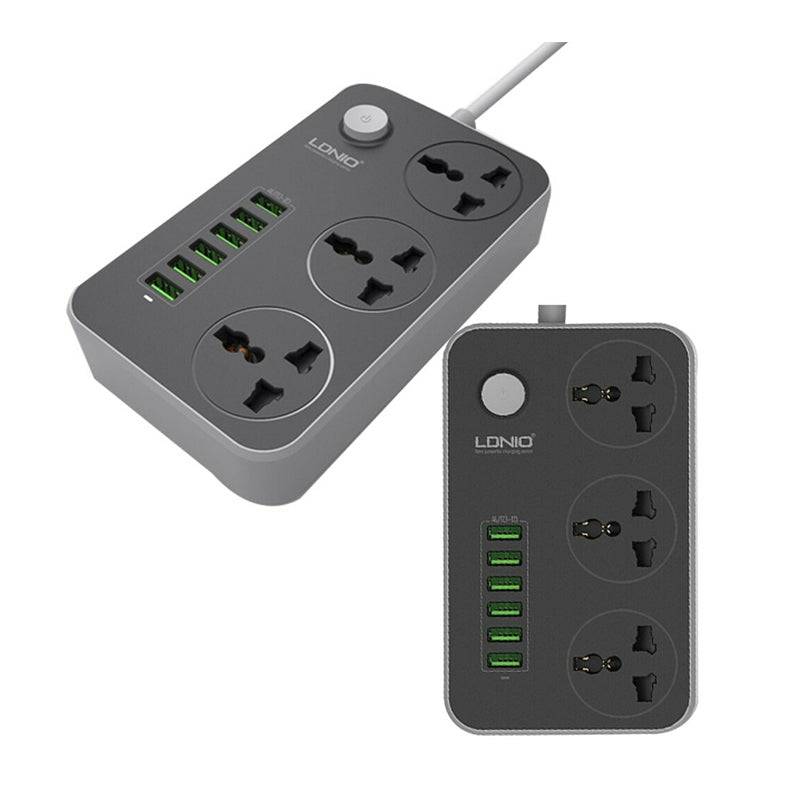 Ldnio SC3604 Extension Sockets - 3 Way / 2 Meters / 6x USB Ports / Grey Color