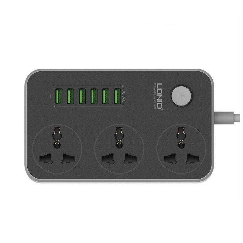 Ldnio SC3604 Extension Sockets - 3 Way / 2 Meters / 6x USB Ports / Grey Color