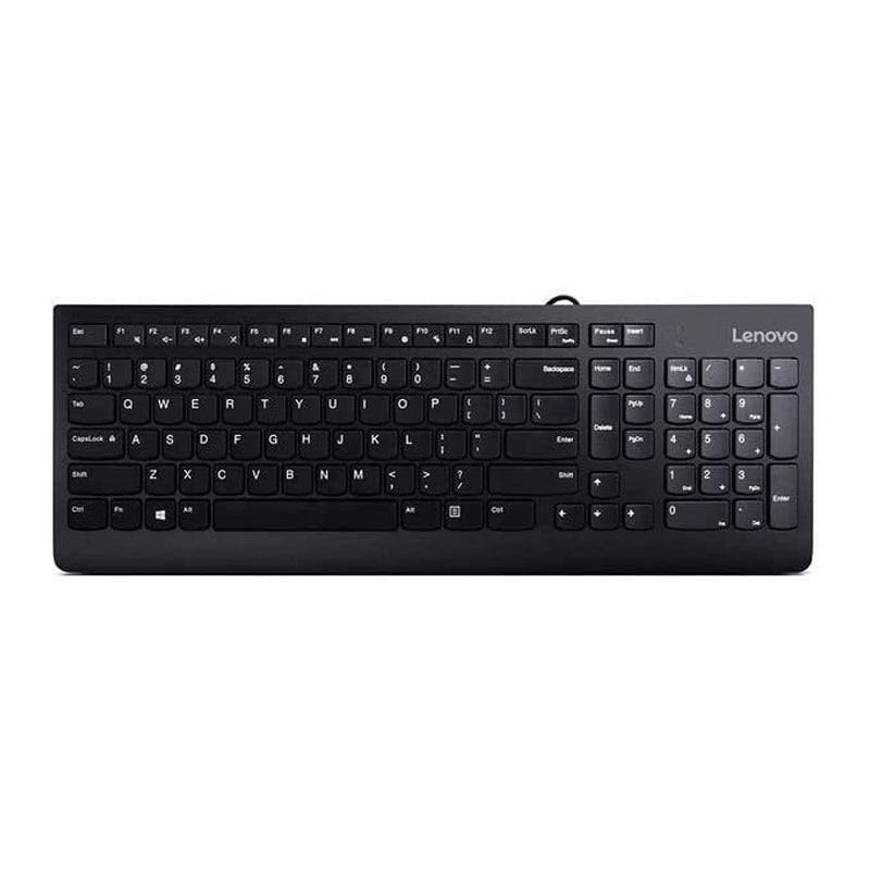 Lenovo 300 Keyboard and Mouse Combo - Wired / USB / 1600 dpi / Optical / Arabic/English / Black - Keyboard & Mouse Combo