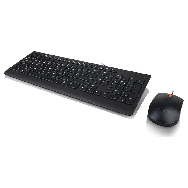 Lenovo 300 Keyboard and Mouse Combo - Wired / USB / 1600 dpi / Optical / Arabic/English / Black - Keyboard & Mouse Combo