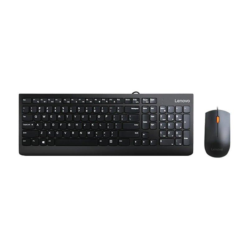 Lenovo 300 Keyboard and Mouse Combo - Wired / USB / 1600 dpi / Optical / Arabic/English / Black - Keyboard & Mouse Combo