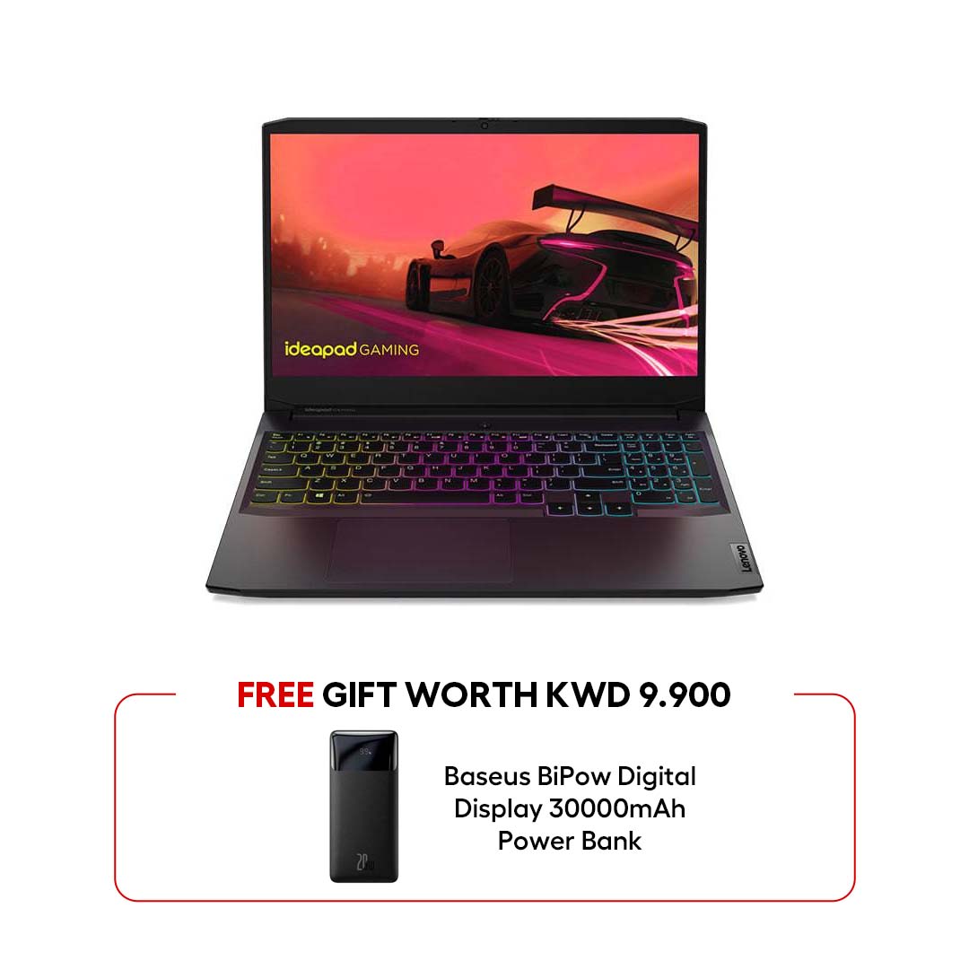 Lenovo IdeaPad Gaming 3 - 15.6" FHD / AMD Ryzen 7 / 16GB / 1TB (NVMe M.2 SSD) / 6GB VGA RTX 3060 / 1YW / Arabic/English / DOS (Without OS) - Laptop