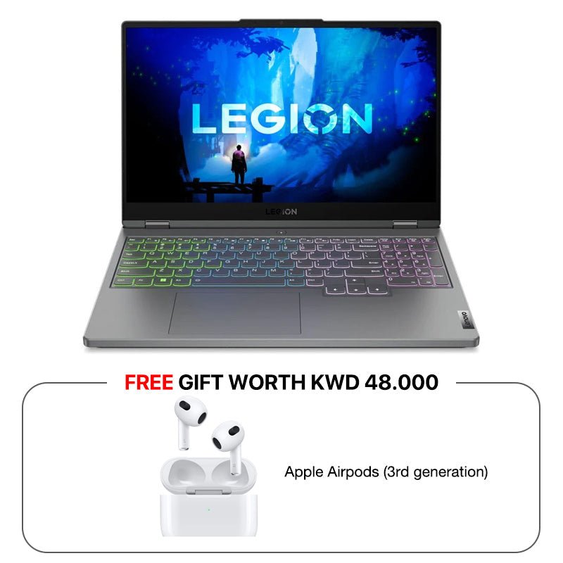 Lenovo Legion 5 Gen 7 - 15.6" WQHD / i7 / 16GB / 1TB (NVMe M.2 SSD) / 8GB VGA RTX 3070 / Win 11 Pro / 1YW / Arabic/English / Storm Grey - Laptop