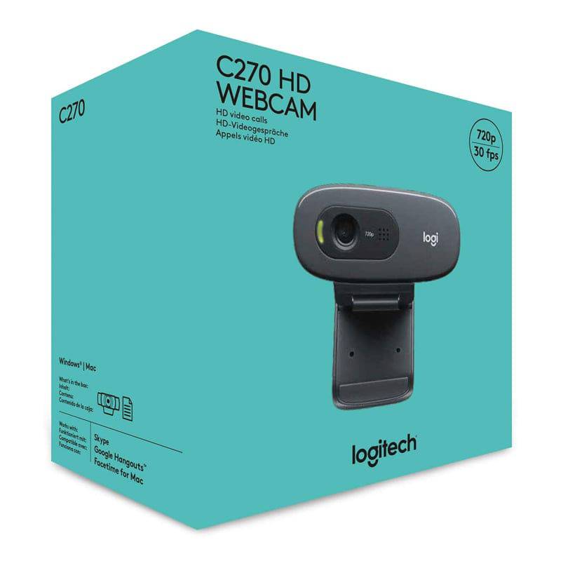 Logitech C270 HD Webcam - 720p / USB 2.0 / Wired / Black - Open - Cables & Peripherals