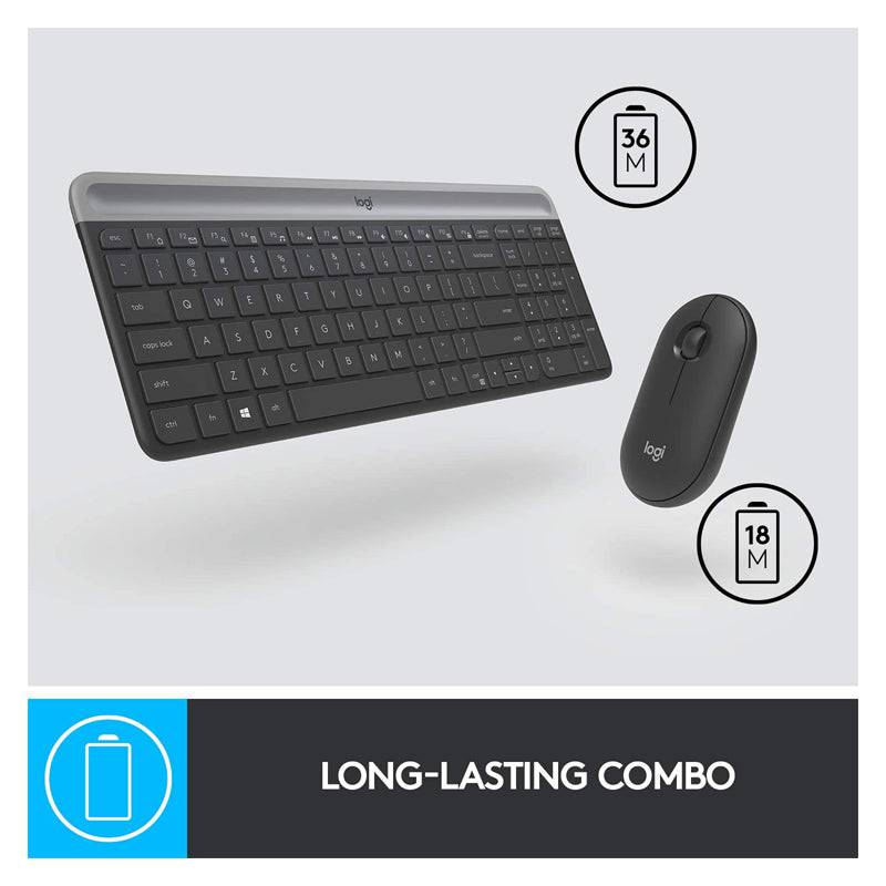 Logitech MK470 Slim Wireless Combo - 2.40GHz / Up to 10m / Nano USB Wireless Receiver / Graphite - Keyboard & Mouse Combo