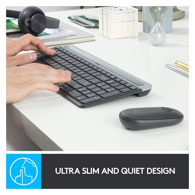 Logitech MK470 Slim Wireless Combo - 2.40GHz / Up to 10m / Nano USB Wireless Receiver / Graphite - Keyboard & Mouse Combo