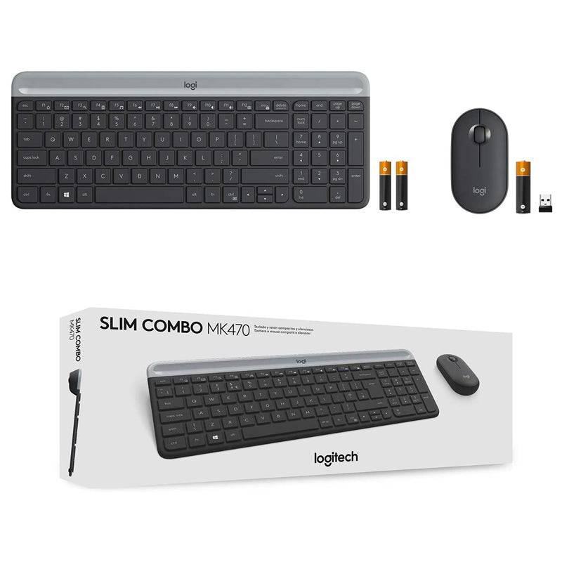 Logitech MK470 Slim Wireless Combo - 2.40GHz / Up to 10m / Nano USB Wireless Receiver / Graphite - Keyboard & Mouse Combo