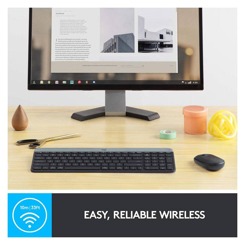 Logitech MK470 Slim Wireless Combo - 2.40GHz / Up to 10m / Nano USB Wireless Receiver / Graphite - Keyboard & Mouse Combo