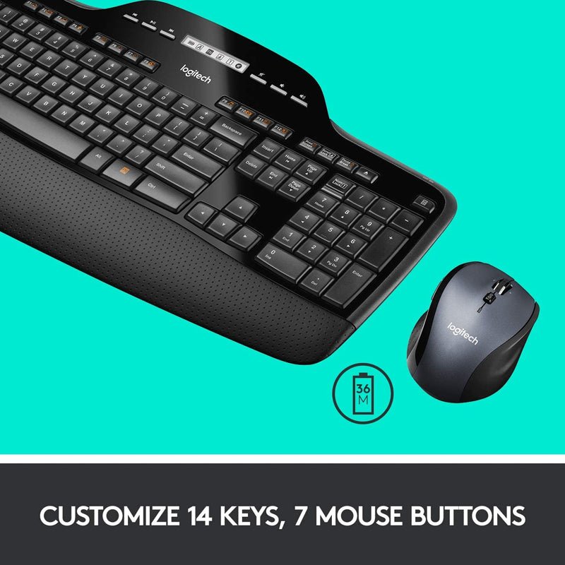 Logitech MK710 Performance Wireless Combo - 2.40GHz / Up to 10m / USB Wireless Receiver / Arb/Eng / Black - Keyboard & Mouse Combo