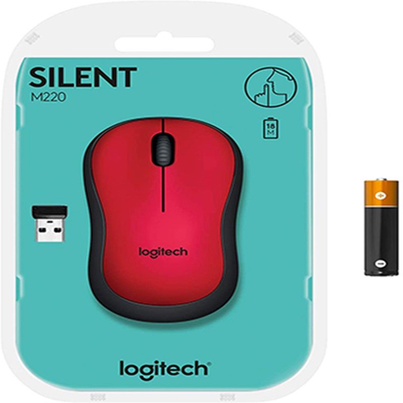 Logitech Wireless Mouse M220 SILENT - Red