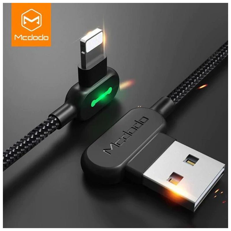 Mcdodo 90 Degree Light Cable Lightning Data Cable - 3 Meters / Lightning / Black