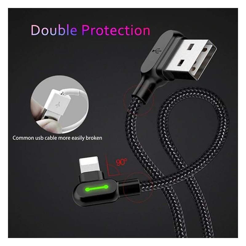 Mcdodo 90 Degree Light Cable Lightning Data Cable - 3 Meters / Lightning / Black