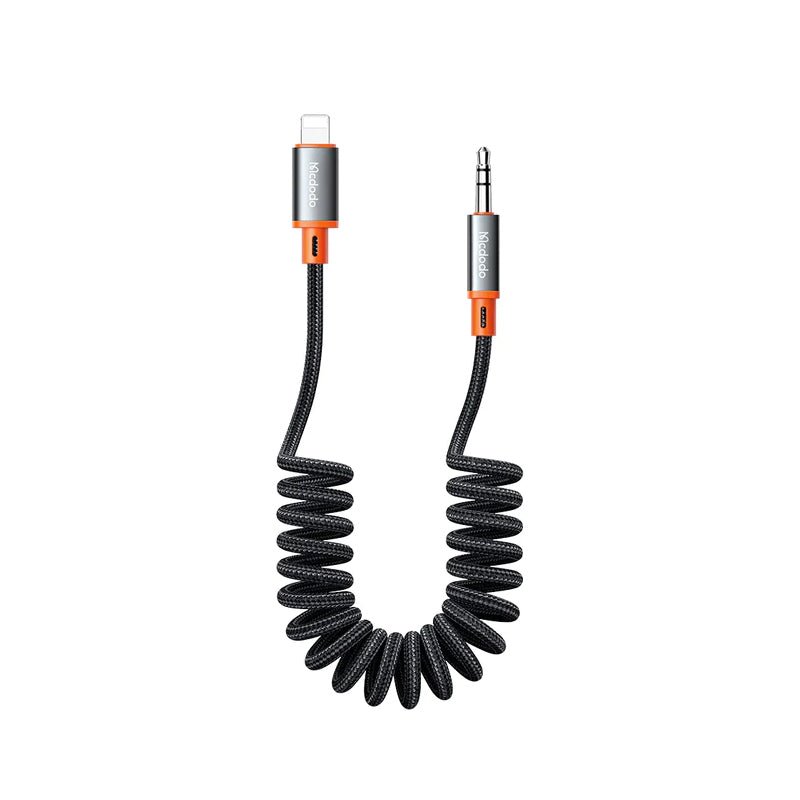 Mcdodo Castle Series AUX Jack Coil Cable - 1.8 Meters / Lightning to 3.5mm / Black