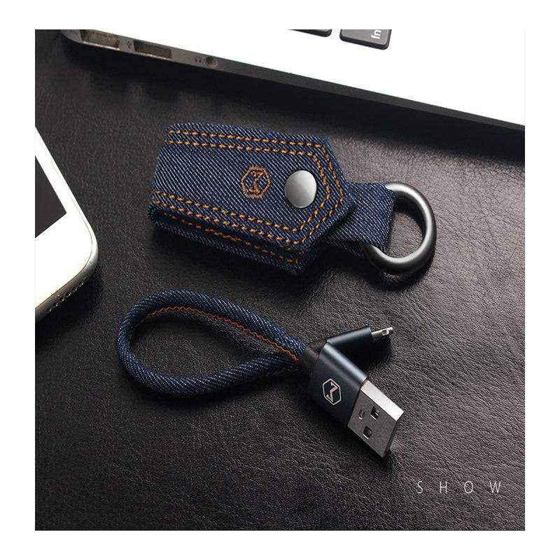 Mcdodo Denim Cable With Fabric Key Chain - USB / Lightning / Fabric