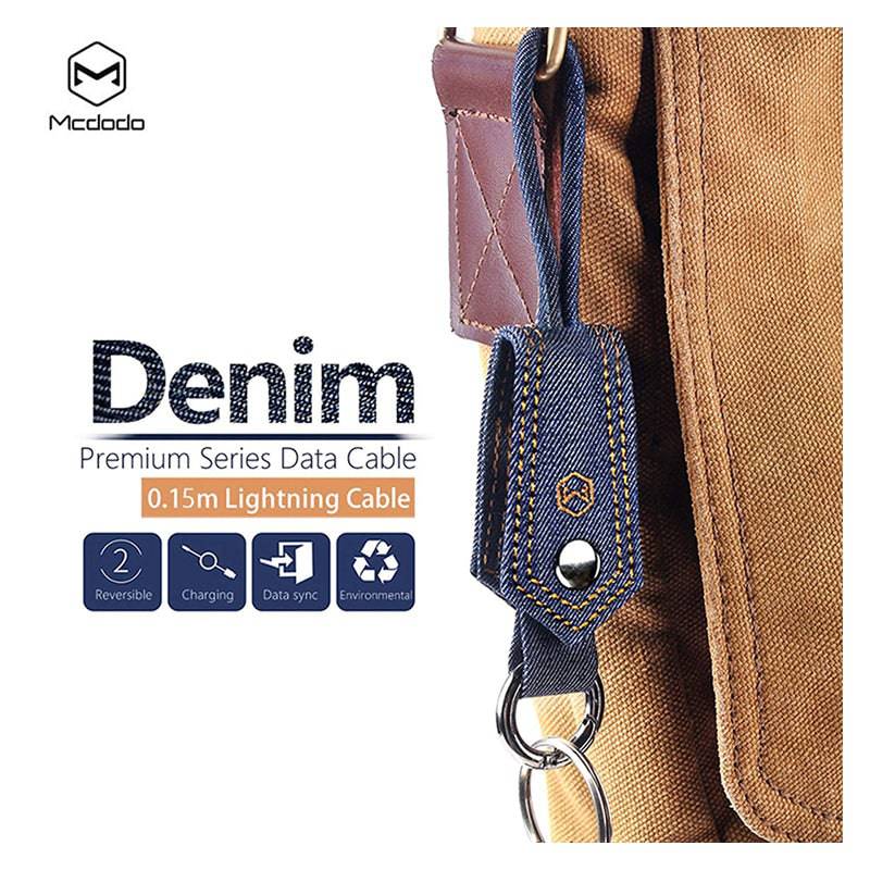 Mcdodo Denim Cable With Fabric Key Chain - USB / Lightning / Fabric