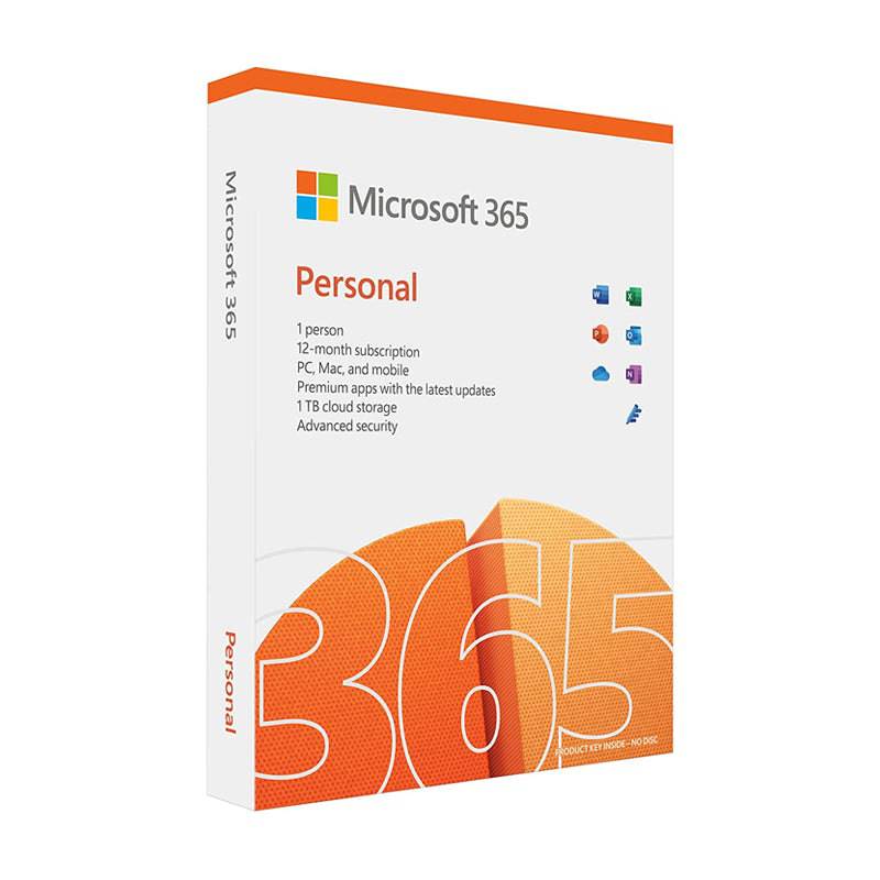 Microsoft 365 Personal - 1 Person License / 1 Year Subscription / 32 & 64-Bit / Medialess