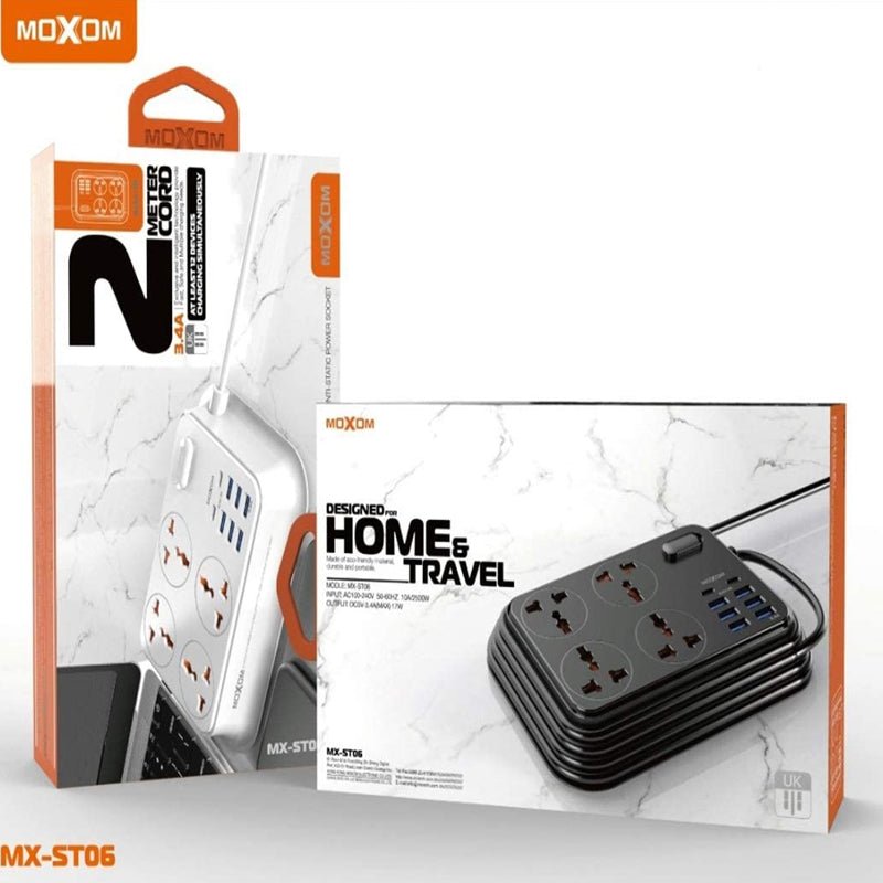 MOXOM 4 Anti-Static Power Socket - 4 Socket / USB-C / Black - Pack of 2