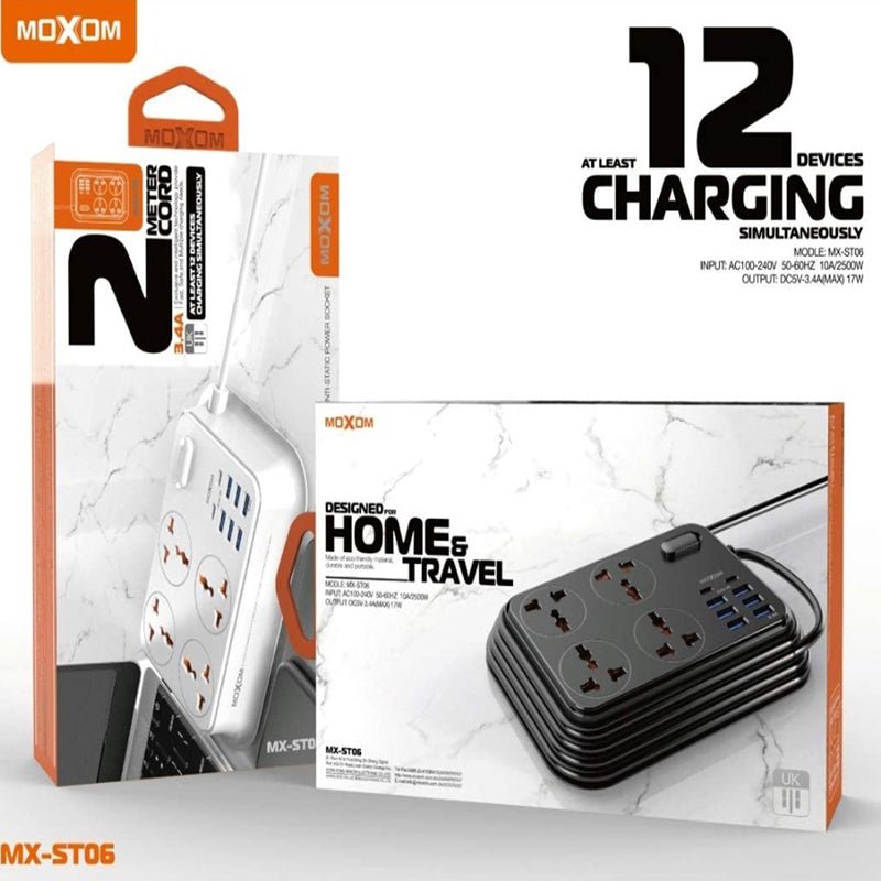 MOXOM 4 Anti-Static Power Socket - 4 Socket / USB-C / Black