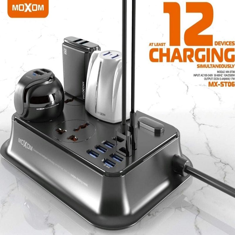 MOXOM 4 Anti-Static Power Socket - 4 Socket / USB-C / Black