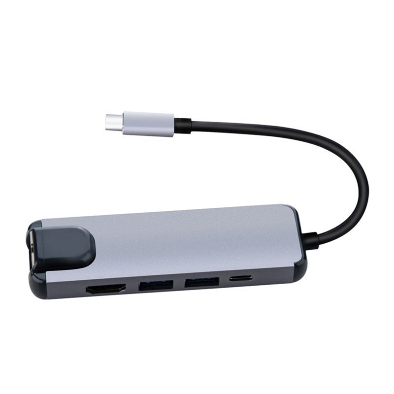 Multifunctional USB-C HUB - HDMI / USB-C / USB / LAN / Grey