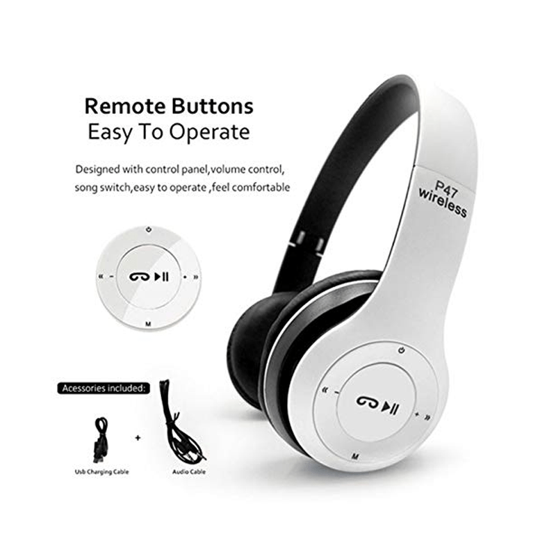 P47 Wireless Headphone - Bluetooth 4.2 / Wireless / White - Bundle Offer