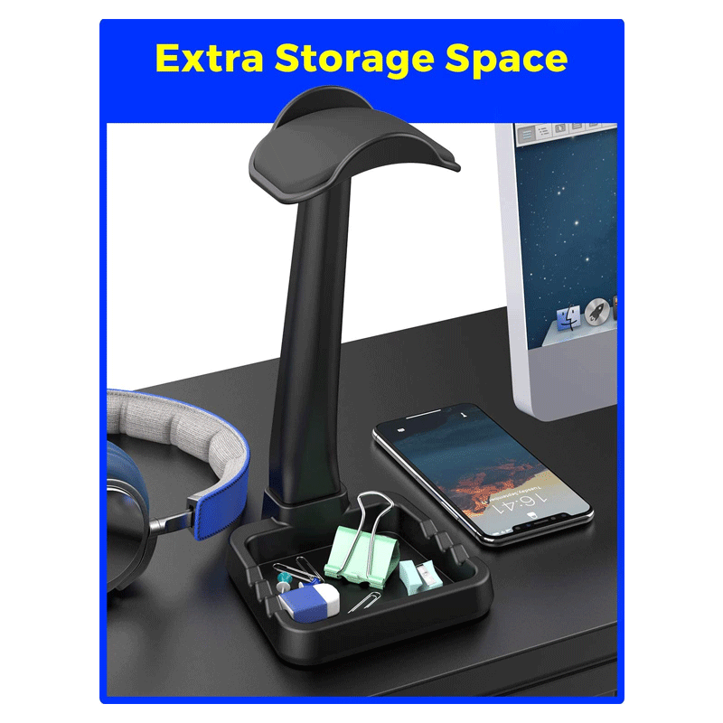 PC Gaming Headphone Stand With Cable Holder - Black