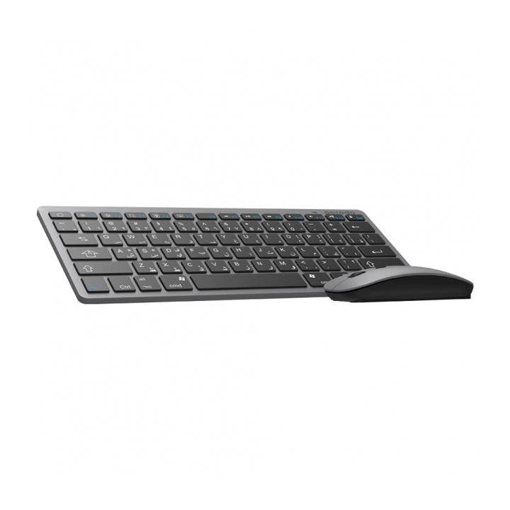 Porodo Keyboard & Mouse Combo - Bluetooth / Up to 10m / Arb/Eng / Grey - Keyboard & Mouse Combo