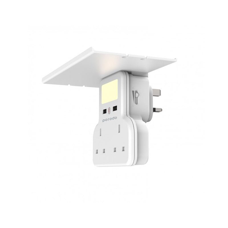 بورودو مقبس متعدد الوظائف وضوء ليلي مع علبة هاتف وجهاز لوحي - 3 مقابس / أبيض