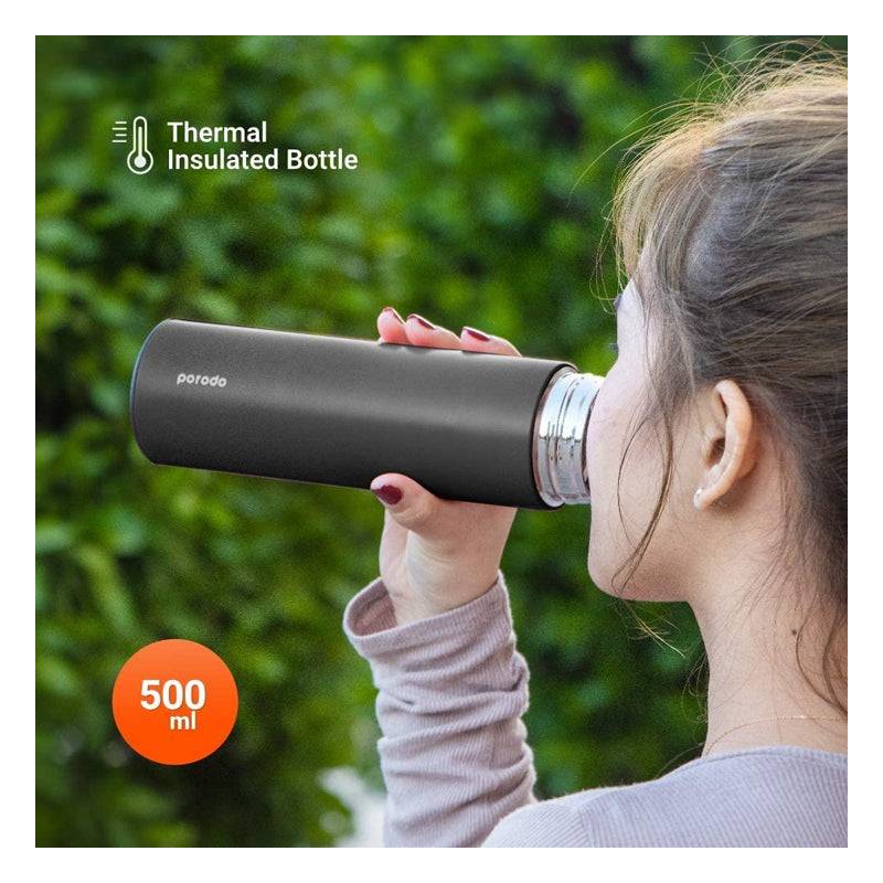 Porodo Smart Water Bottle Cup - 500 ml / Temperature Indicator / Black