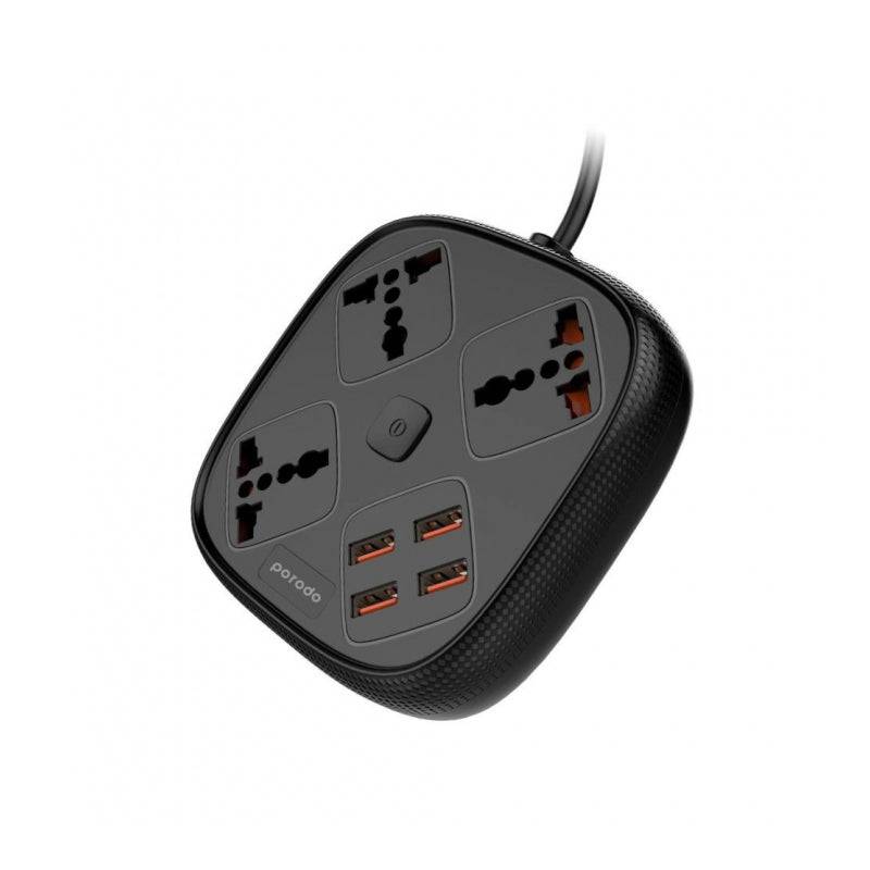 Porodo Universal Power Socket - 3 Socket / USB / Black