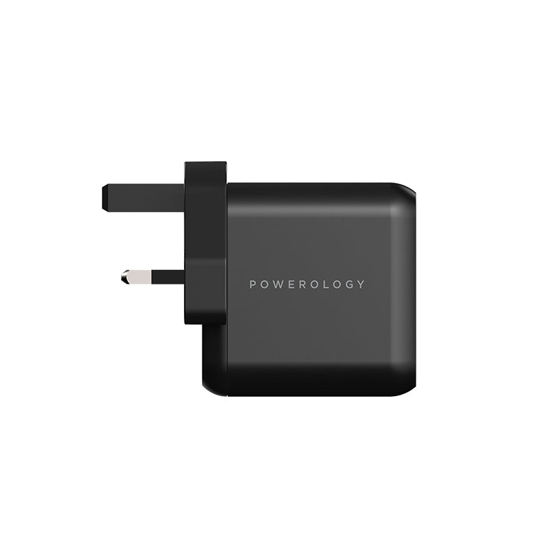 Powerology 3 Output 65W GaN Charger - 65W / USB-C / USB-A / Black