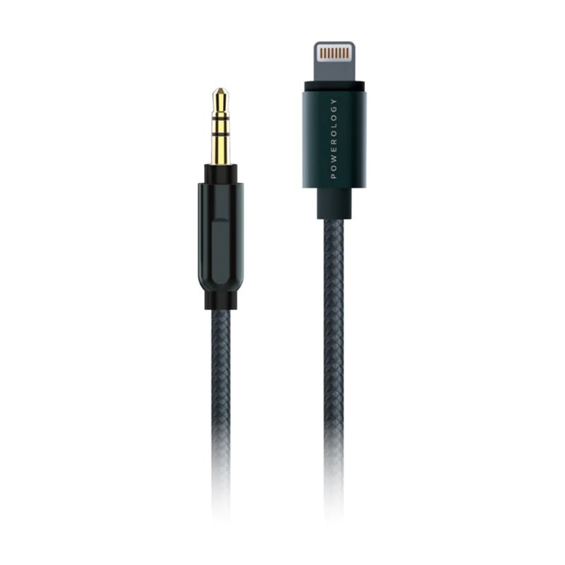 Powerology Aluminum Braided Audio Cable - Lightning to 3.5mm / 1.2m / Black