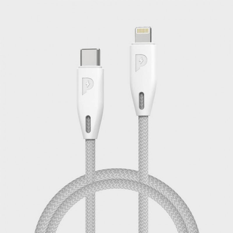 Powerology Braided - USB-C to Lightning Cable / 4ft / White