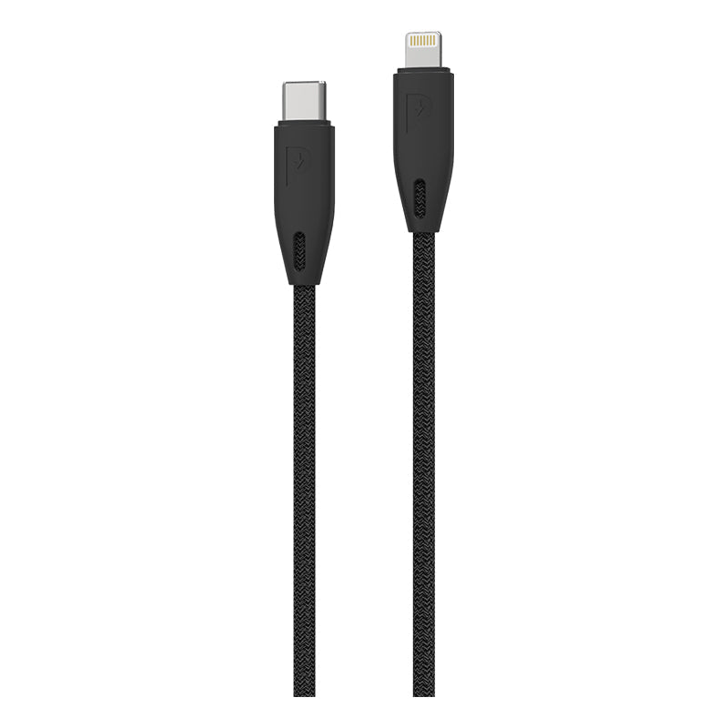 Powerology Braided - USB-C to Lightning Cable / 6.6ft / Black