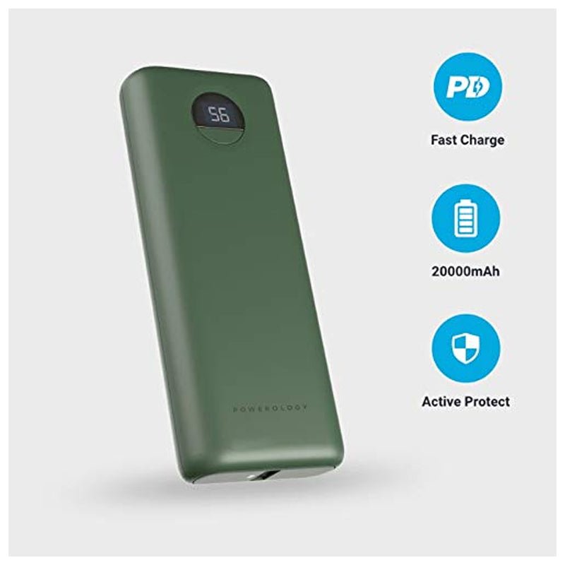 Powerology Compact Power Bank - 20000mAh / Green