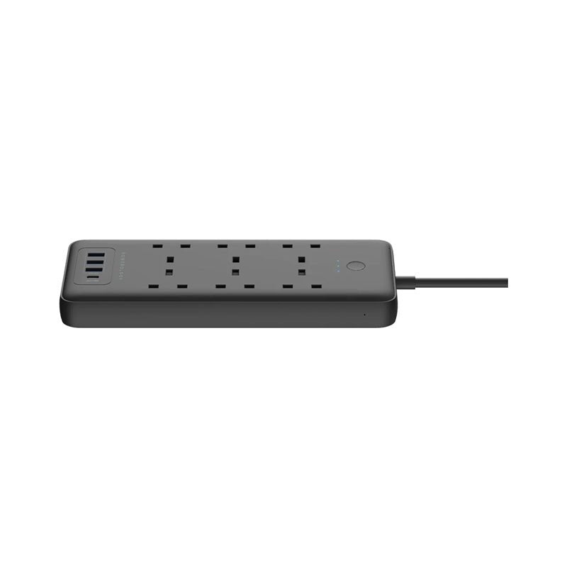 Powerology Multiport Power Extension - 6 Way / USB-C / 3 Meters / Black